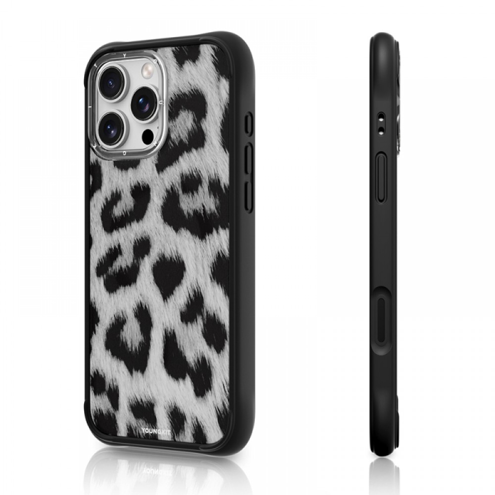 iPhone 16 Pro Max Youngkit Leopard serisi MagSafe uyumlu 4FT düşme korumalı mat sararma karşıtı PC silikon telefon kılıfı