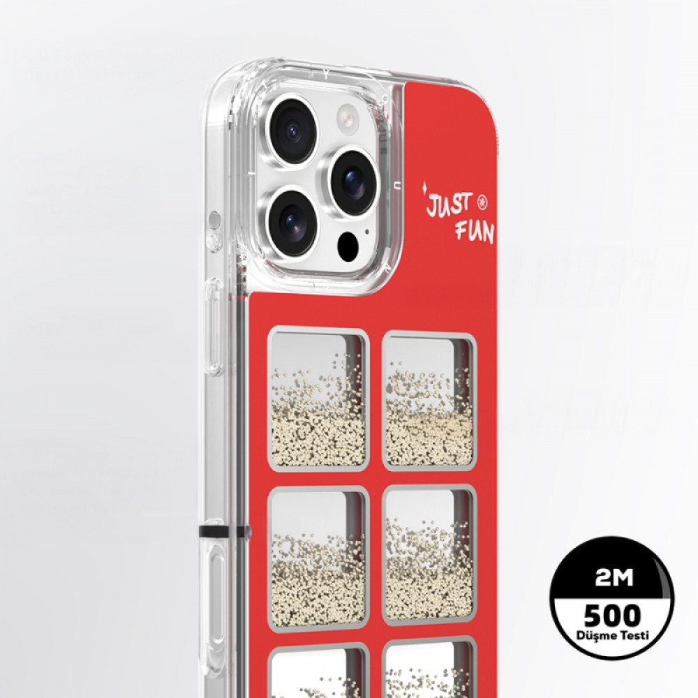 iPhone 16 Pro Max Youngkit Spirit serisi aynalı ve hareketli boncuklu tasarımlı 2 metre düşme korumalı şık telefon kılıfı