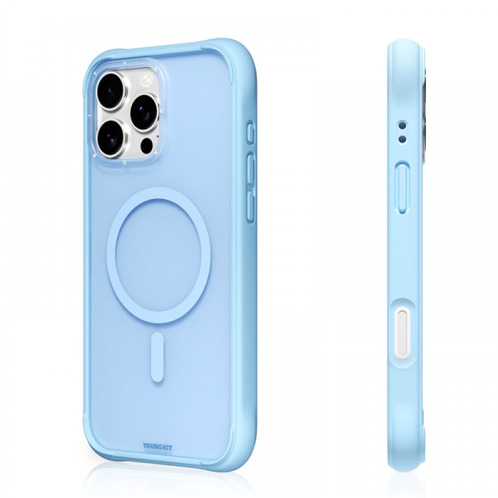 iPhone 16 Pro Youngkit Macaroon serisi MagSafe uyumlu 2 metre düşme korumalı canlı renkli silikon TPU şeffaf telefon kılıfı