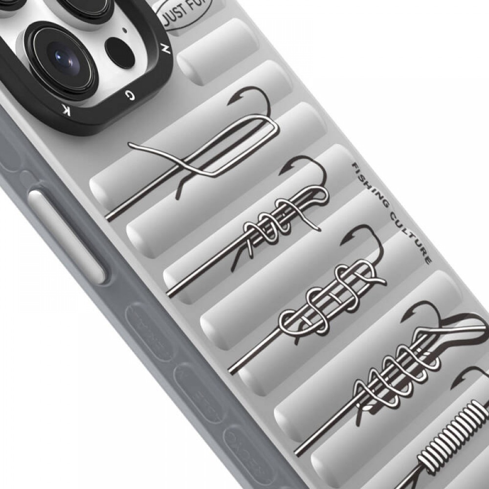 iPhone 14 Pro Youngkit Fishing serisi MagSafe uyumlu olta kancası desenli bavul tasarımlı 500+ düşme testli tam koruma sağlayan şık telefon kılıfı