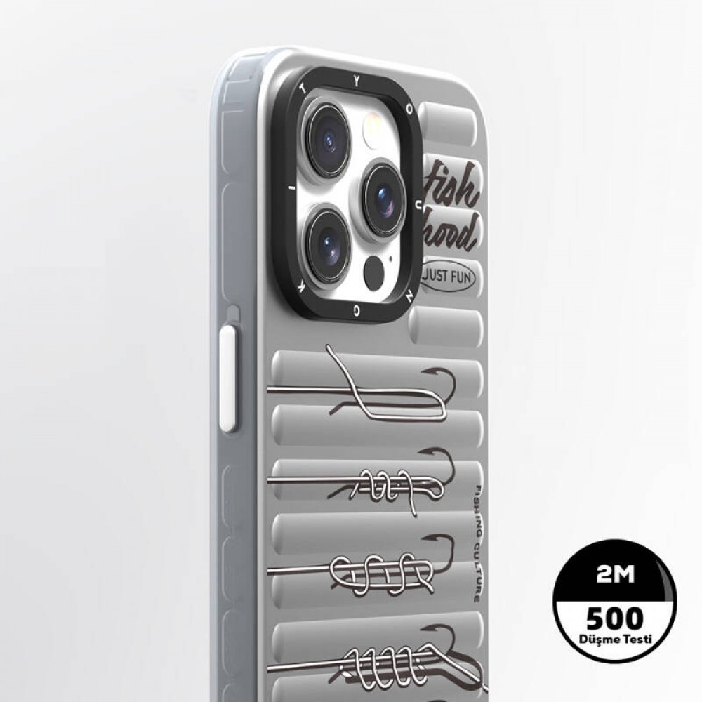 iPhone 14 Pro Youngkit Fishing serisi MagSafe uyumlu olta kancası desenli bavul tasarımlı 500+ düşme testli tam koruma sağlayan şık telefon kılıfı