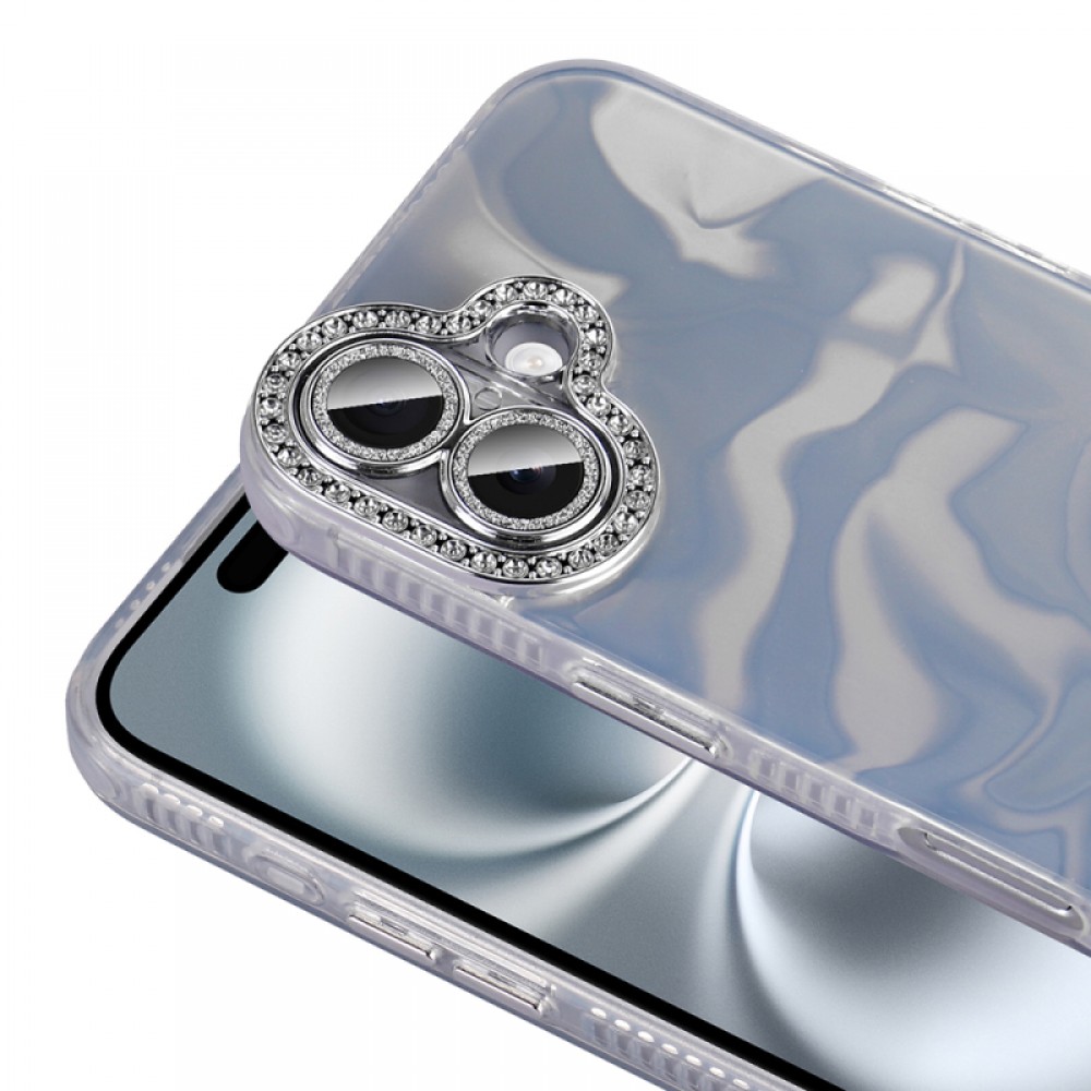 iPhone 16 Plus Zore Esila airbag köşe korumalı parlak taş detaylı lüks tasarımlı koruyucu telefon kılıfı