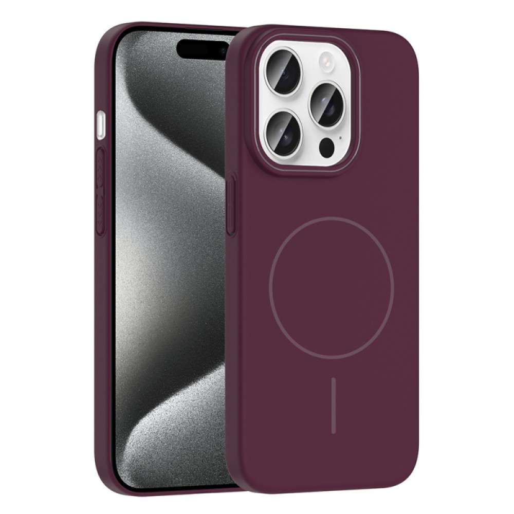 iPhone 15 Pro Zore Ruby serisi MagSafe uyumlu pürüzsüz sert kaplamalı gelişmiş kenar ve kamera korumalı telefon kılıfı