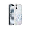 iPhone 16 Zore Folk serisi MagSafe uyumlu sert PC malzemeden üretilmiş holografik desenli sevimli figürlü şeffaf telefon kılıfı