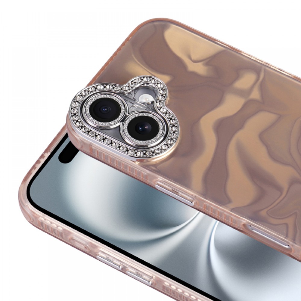 iPhone 16 Plus Zore Esila airbag köşe korumalı parlak taş detaylı lüks tasarımlı koruyucu telefon kılıfı