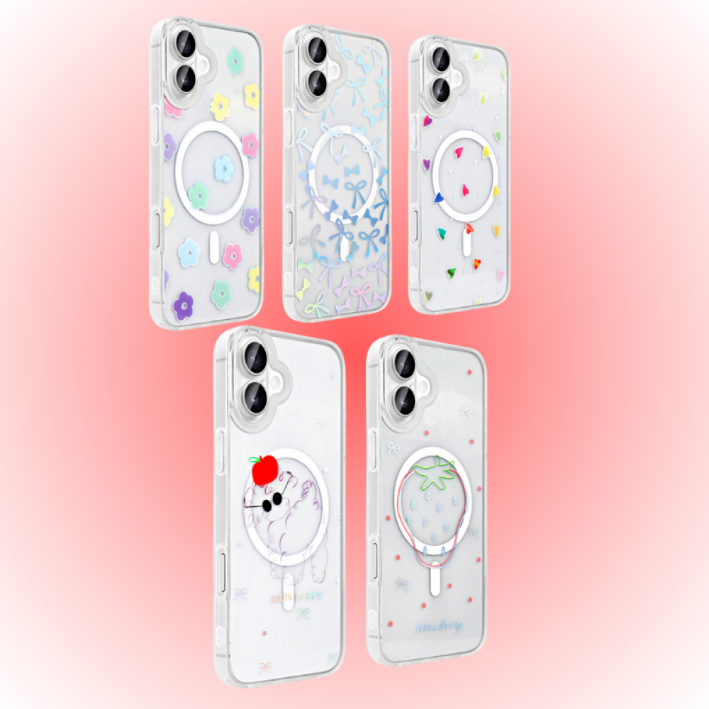 Apple iPhone 16 Kılıf | Zore Folk Serisi | MagSafe Holografik Şeffaf Sert Kapak | MobixMood