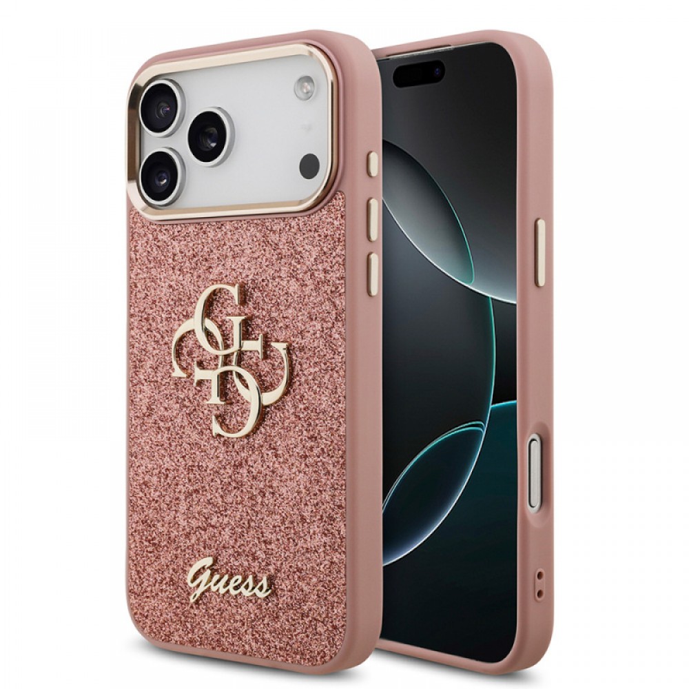 iPhone 17 Pro Max Guess orijinal lisanslı 4G logolu glitter telefon kılıfı