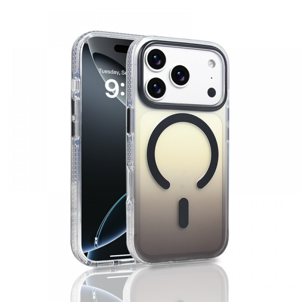 iPhone 17 Pro MagSafe uyumlu transparan renk geçişli (degrade) yumuşak kenarlı Zore Toros telefon kılıfı