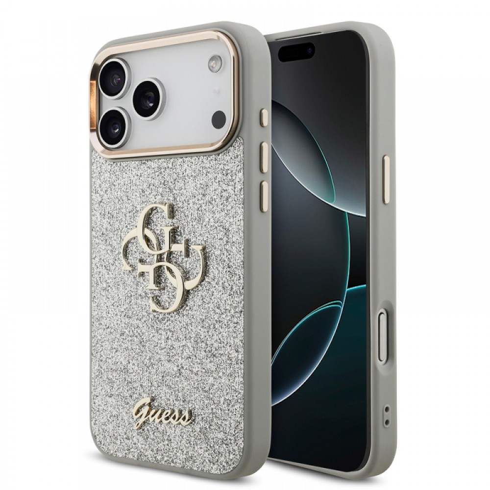 iPhone 17 Pro Max Guess orijinal lisanslı 4G logolu glitter telefon kılıfı