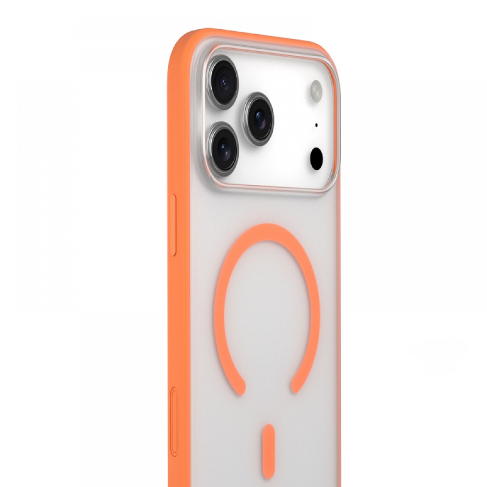 iPhone 17 Pro Max MagSafe uyumlu Youngkit Clear serisi şeffaf mat arka yüzeyli renkli çerçeveli telefon kılıfı