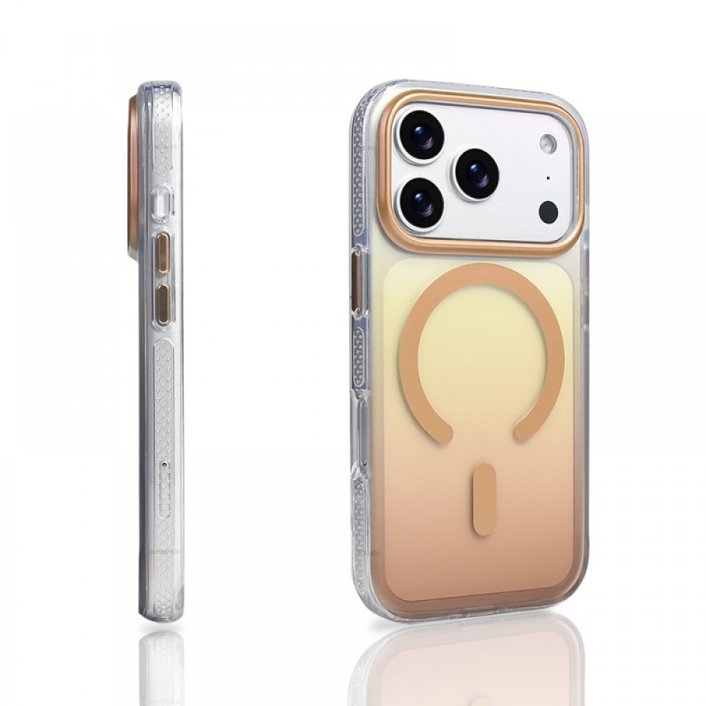 iPhone 17 Pro MagSafe uyumlu transparan renk geçişli (degrade) yumuşak kenarlı Zore Toros telefon kılıfı