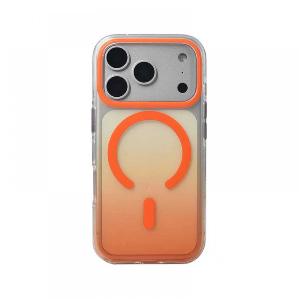 iPhone 17 Pro MagSafe uyumlu transparan renk geçişli (degrade) yumuşak kenarlı Zore Toros telefon kılıfı