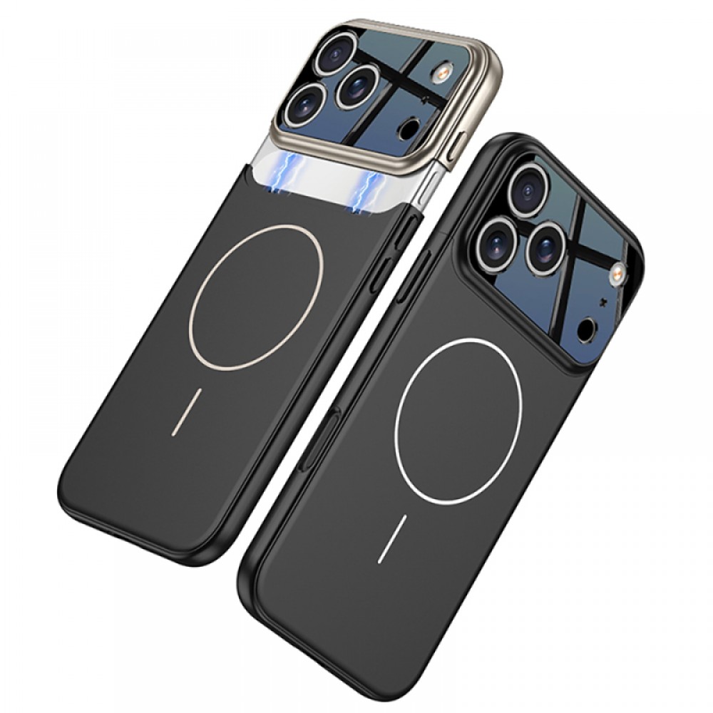 iPhone 17 Pro MagSafe uyumlu çift parçalı kayar lens korumalı renkli çerçeveli Zore Napoli telefon kılıfı