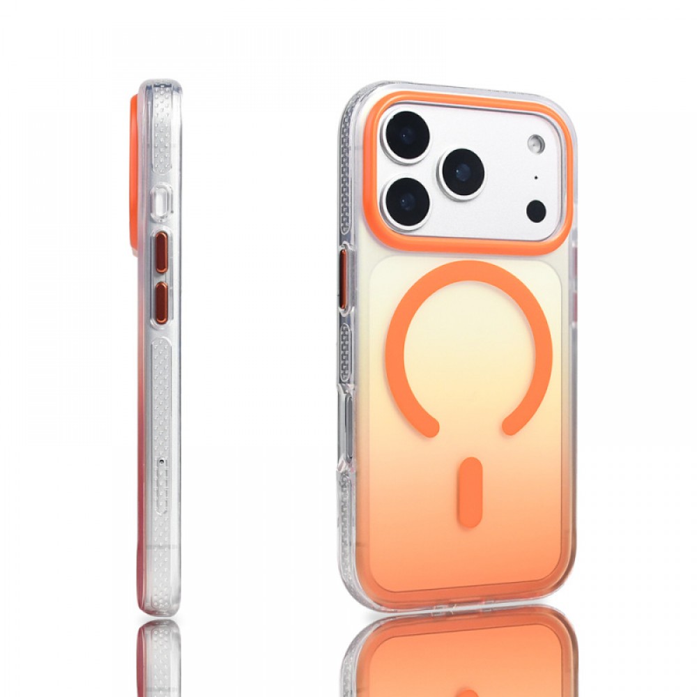 iPhone 17 Pro MagSafe uyumlu transparan renk geçişli (degrade) yumuşak kenarlı Zore Toros telefon kılıfı