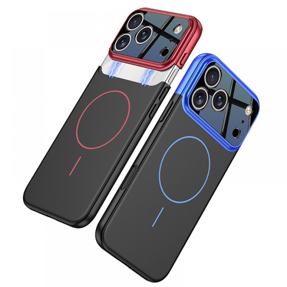 iPhone 17 Pro MagSafe uyumlu çift parçalı kayar lens korumalı renkli çerçeveli Zore Napoli telefon kılıfı