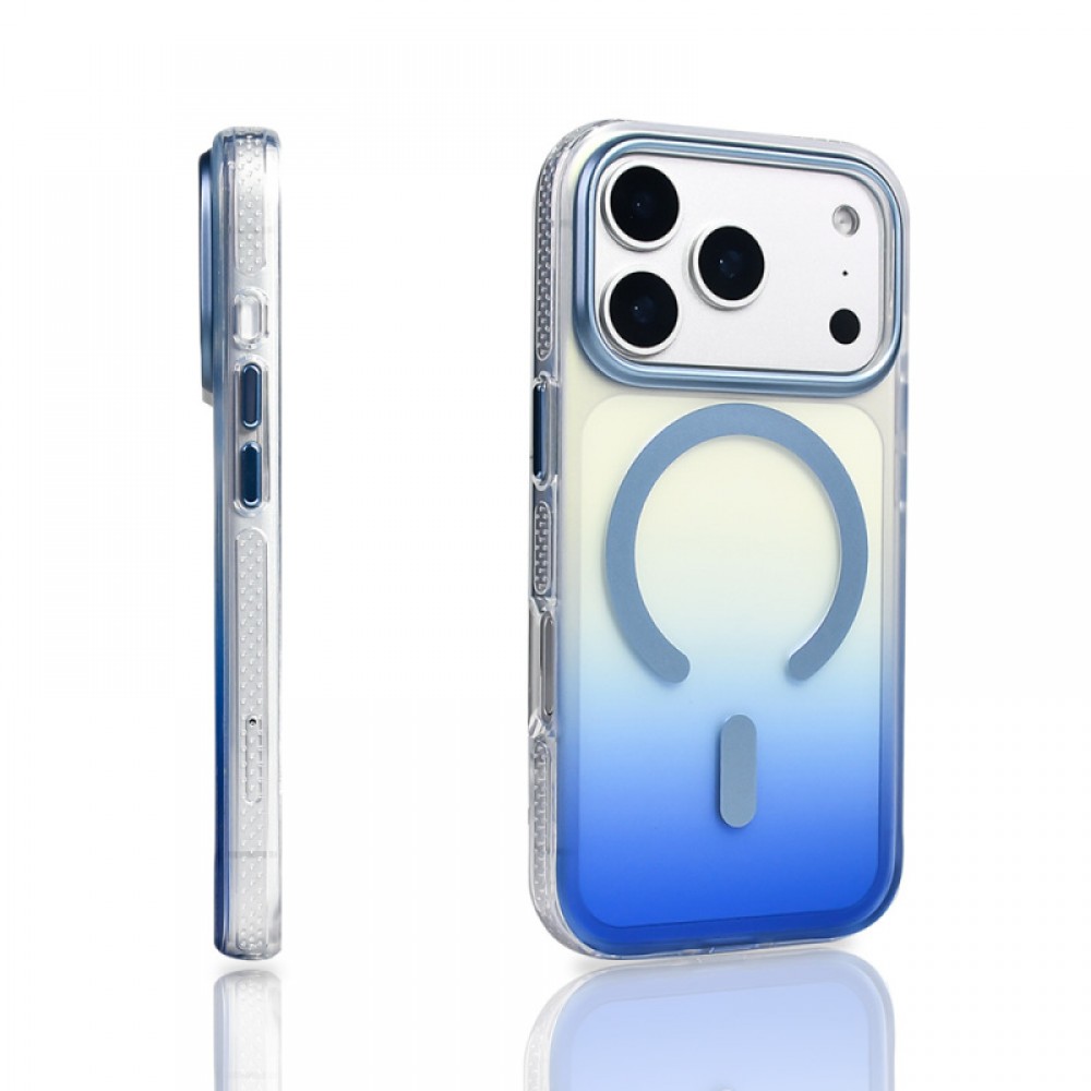 iPhone 17 Pro MagSafe uyumlu transparan renk geçişli (degrade) yumuşak kenarlı Zore Toros telefon kılıfı