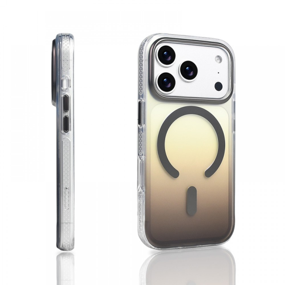 iPhone 17 Pro MagSafe uyumlu transparan renk geçişli (degrade) yumuşak kenarlı Zore Toros telefon kılıfı