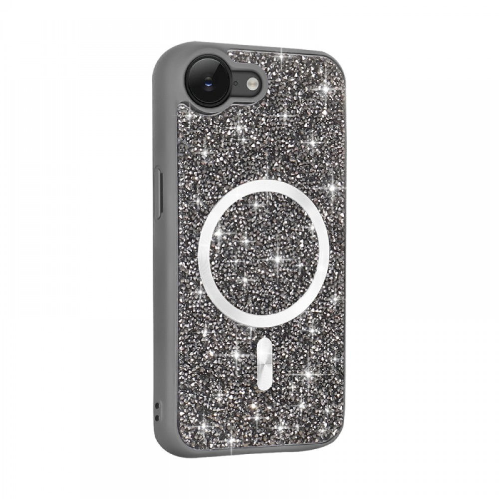 iPhone 16E Zore Mozaik MagSafe uyumlu pırlanta taşlarla süslenmiş mozaik desenli silikon telefon kılıfı