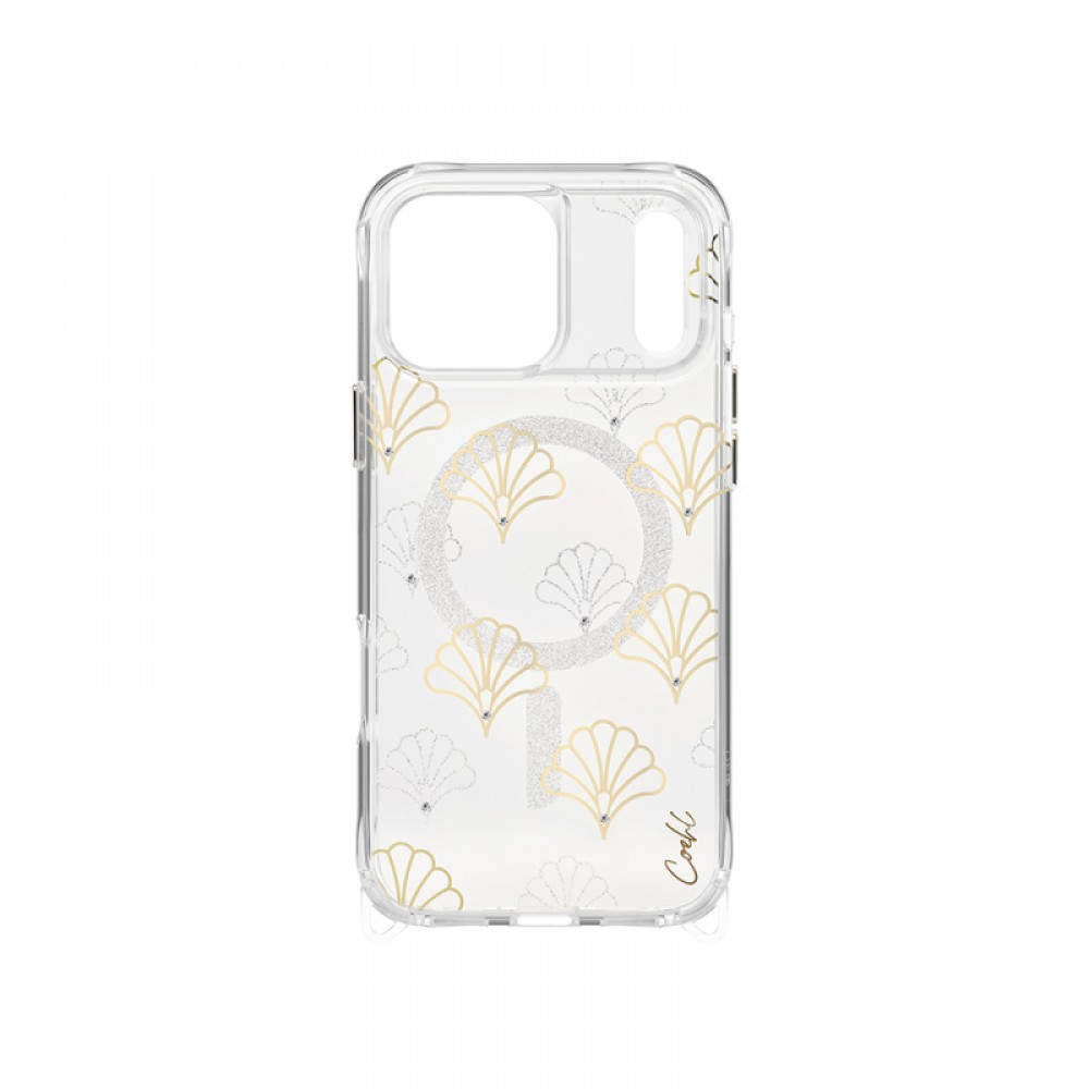 iPhone 17 Pro Max MagSafe uyumlu Coehl Maree şeffaf arka yüzeyli simli desenli telefon kılıfı