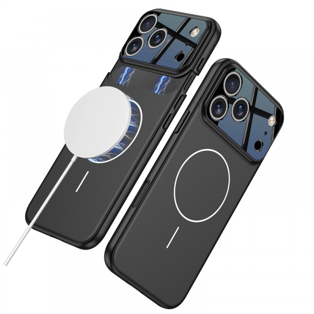 iPhone 17 Pro MagSafe uyumlu çift parçalı kayar lens korumalı renkli çerçeveli Zore Napoli telefon kılıfı