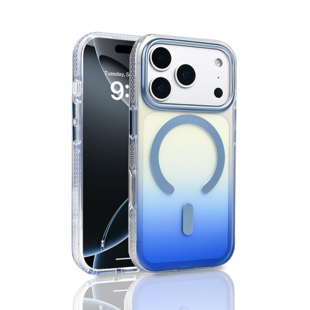 iPhone 17 Pro MagSafe uyumlu transparan renk geçişli (degrade) yumuşak kenarlı Zore Toros telefon kılıfı