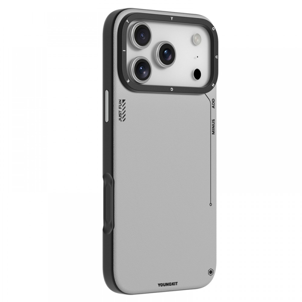 iPhone 17 Pro Max MagSafe uyumlu Youngkit Tech Fashion serisi basit mat deri desenli telefon kılıfı