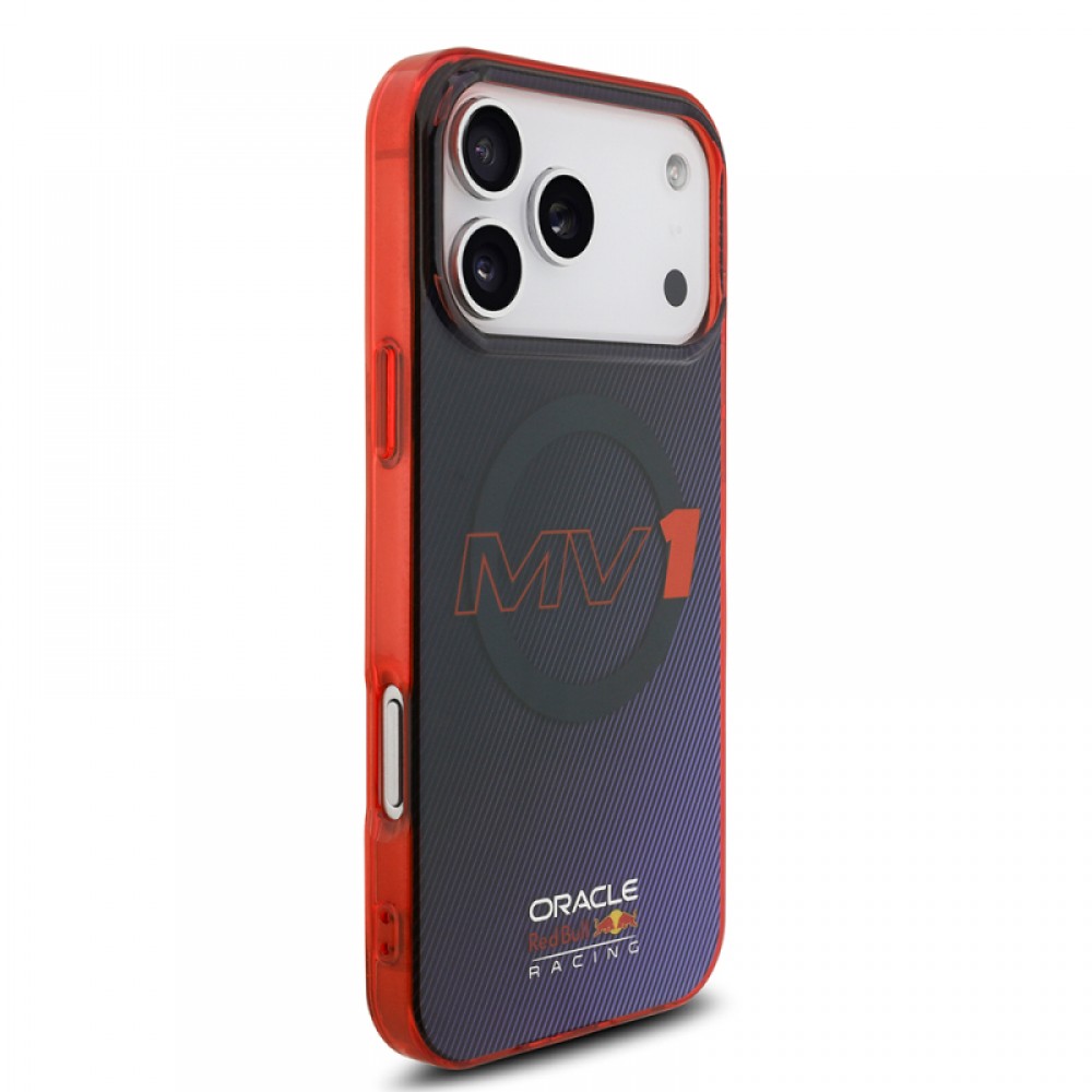 iPhone 17 Pro Max RedBull orijinal lisanslı MagSafe uyumlu çizgi desenli çift katmanlı sert PC telefon kılıfı