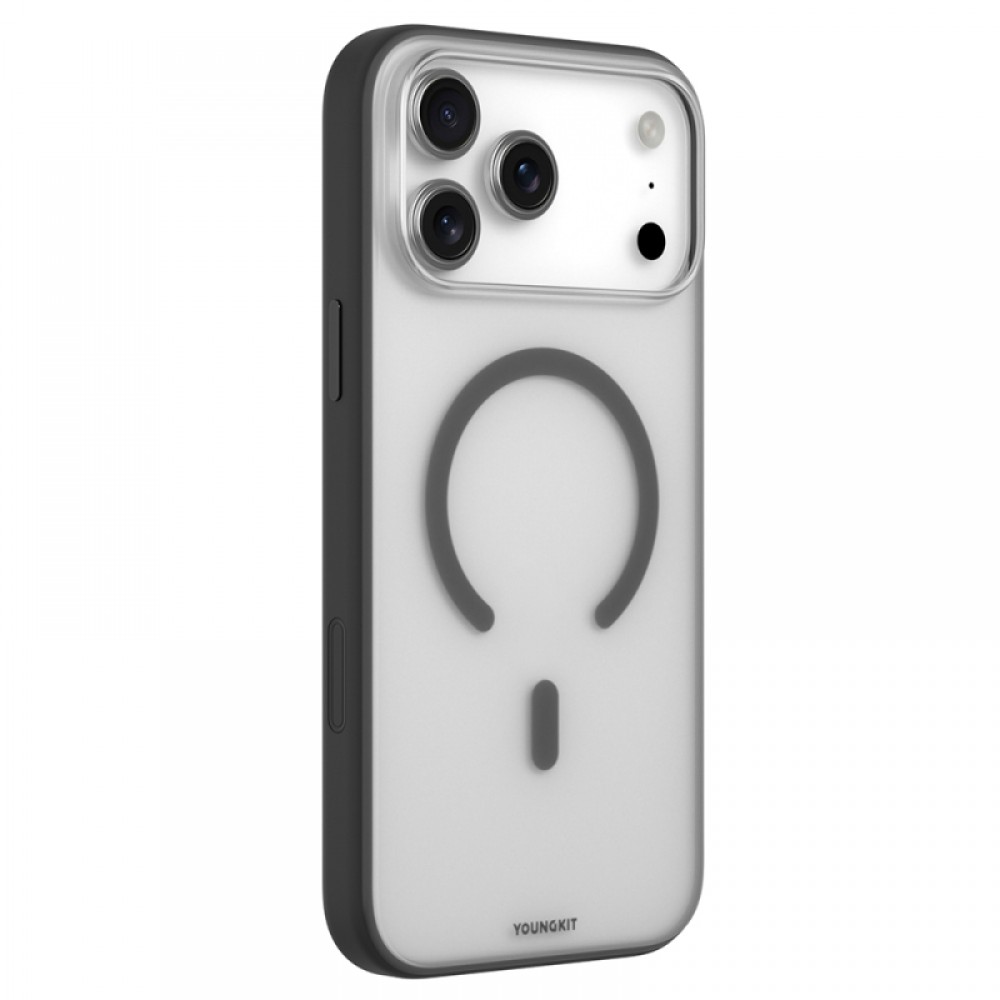 iPhone 17 Pro Max MagSafe uyumlu Youngkit Clear serisi şeffaf mat arka yüzeyli renkli çerçeveli telefon kılıfı