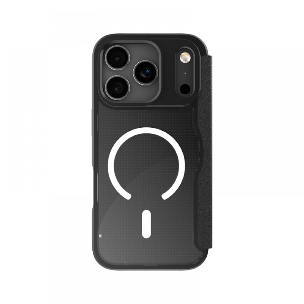 iPhone 17 Pro Raptic Air Folio MagSafe uyumlu şeffaf arka yüzeyli kapaklı ve kartlıklı telefon kılıfı