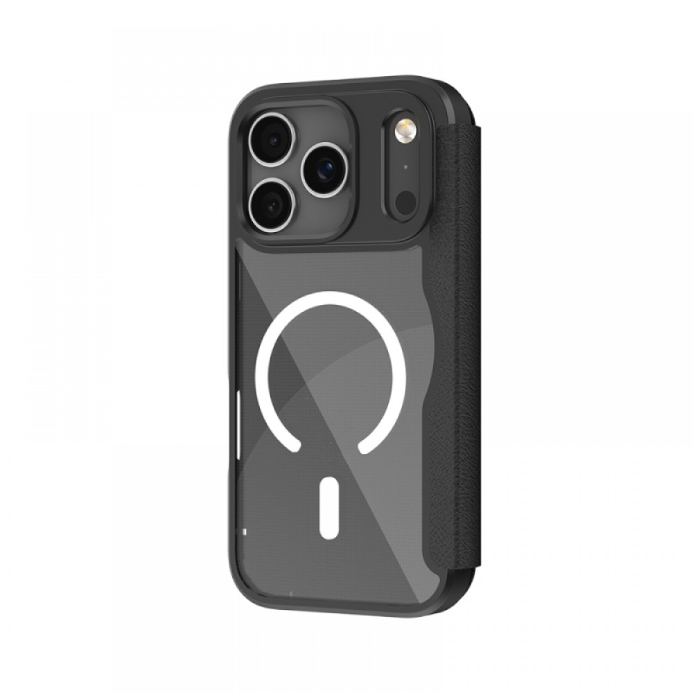 iPhone 17 Pro Raptic Air Folio MagSafe uyumlu şeffaf arka yüzeyli kapaklı ve kartlıklı telefon kılıfı