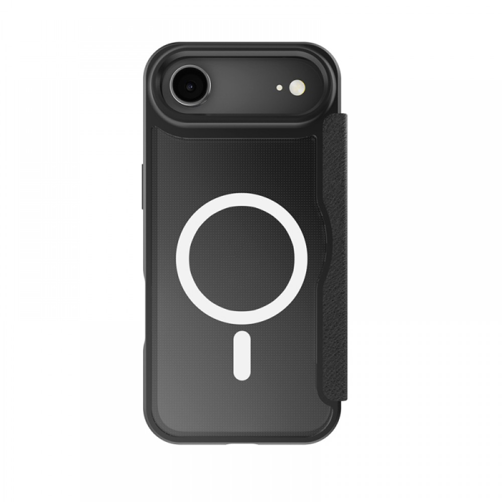 iPhone 17 Air Raptic Air Folio MagSafe uyumlu şeffaf arka kartlıklı kapaklı deri görünümlü koruyucu telefon kılıfı