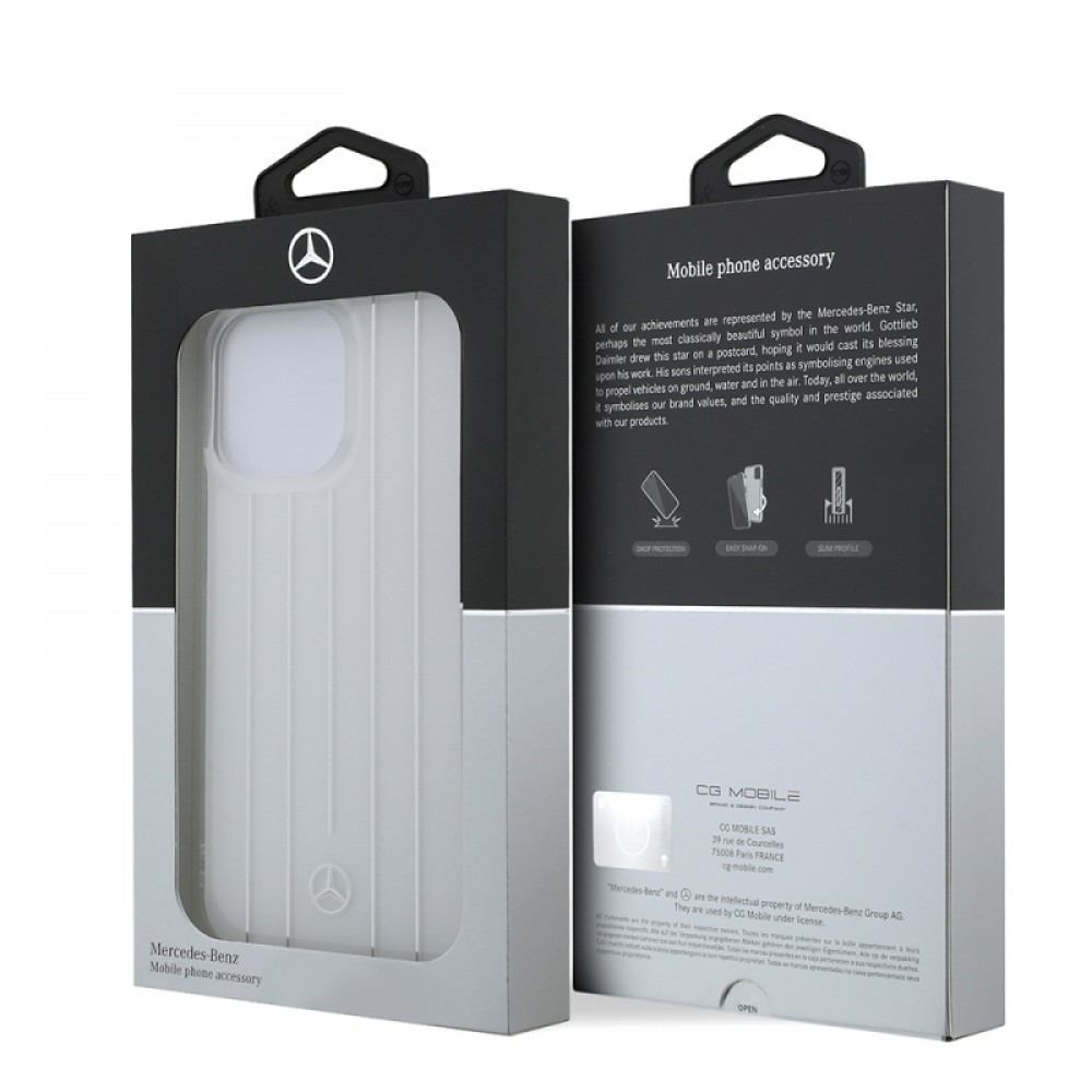 iPhone 14 Pro Max Mercedes Benz orijinal lisanslı New Urban 3 serisi sert PC paralel çizgi desenli zarif koruyucu telefon kılıfı