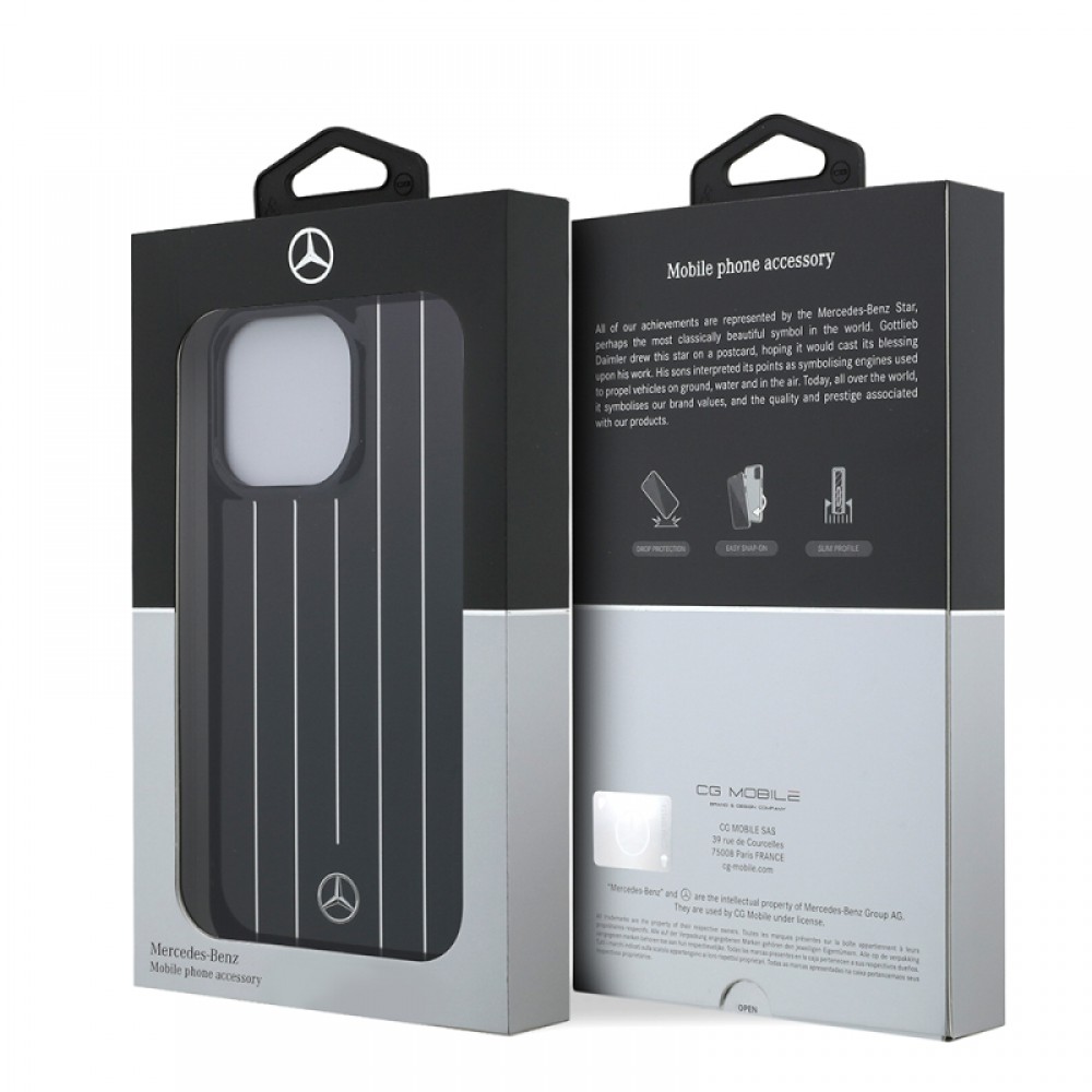 iPhone 14 Pro Max Mercedes Benz orijinal lisanslı New Urban 3 serisi sert PC paralel çizgi desenli zarif koruyucu telefon kılıfı