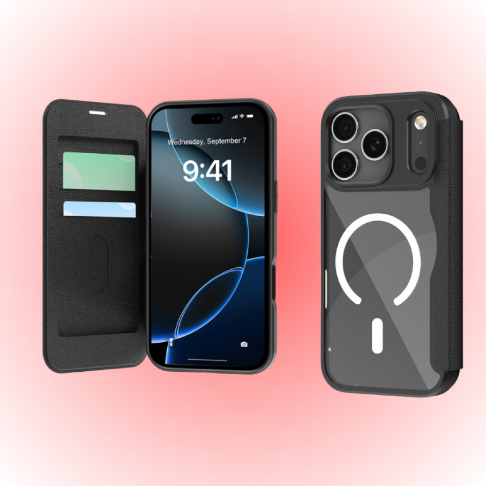 Apple iPhone 17 Pro Kılıf | Raptic Air Folio | MagSafe Şeffaf Kapaklı Kartlıklı Kılıf | MobixMood