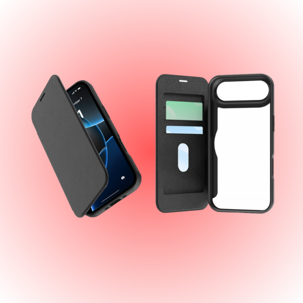 Apple iPhone 17 Air Kılıf | Raptic Air Folio | MagSafe Şeffaf Kartlıklı Kapaklı Kılıf | MobixMood