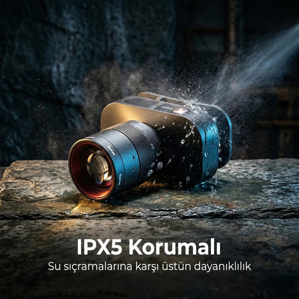 BXT1FL 10W şarj edilebilir kafa feneri 750 lümen 2500 mAh batarya zooming odaklama özellikli USB-C şarjlı IPX5 su geçirmez LED kafa lambası