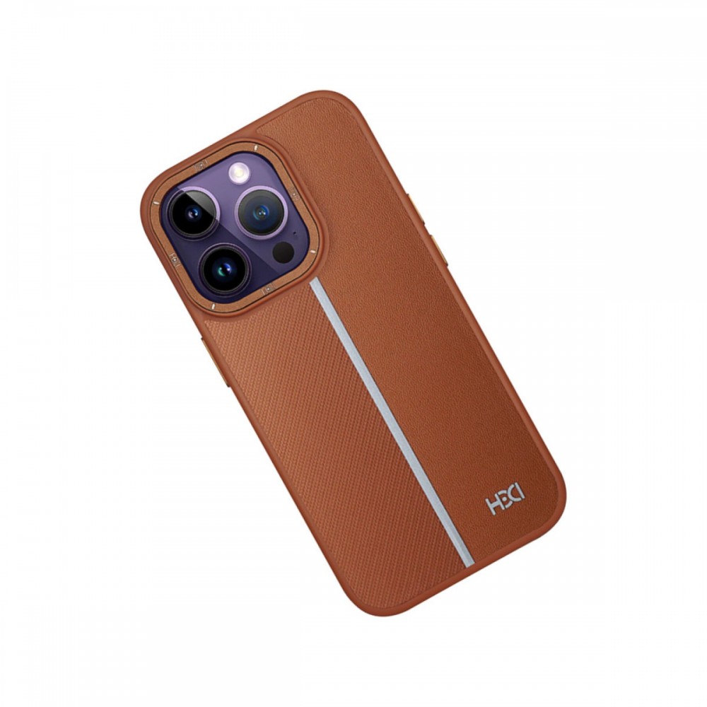 iPhone 13 Pro Max HDD Lizbon serisi kahverengi dayanıklı şık tam koruma sağlayan kaliteli telefon kılıfı