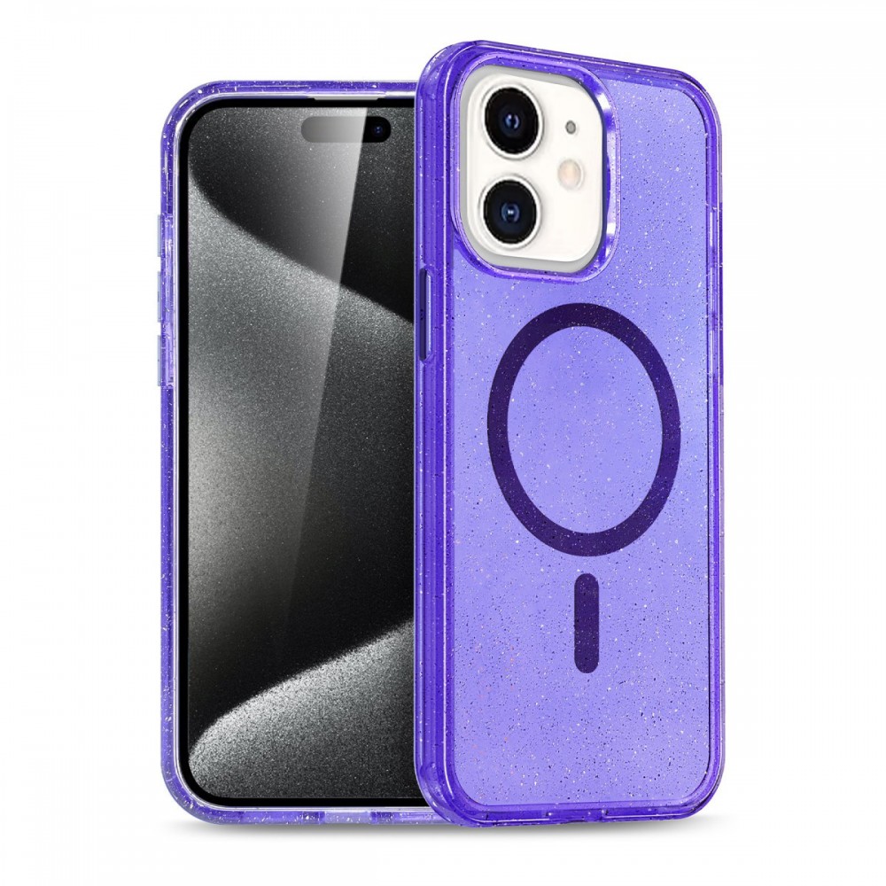 iPhone 12 ve 12 Pro Newface Star serisi kılıf MagSafe uyumlu simli parıltılı lüks koruyucu şık manyetik şarjlı telefon kılıfı