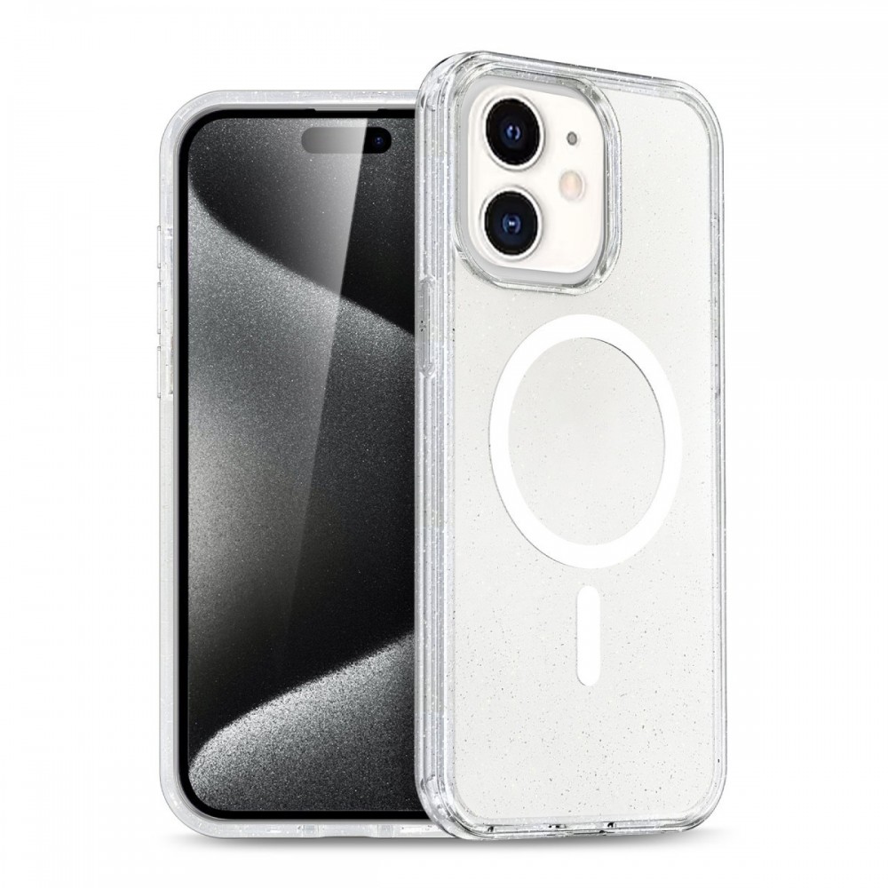 iPhone 12 ve 12 Pro Newface Star serisi kılıf MagSafe uyumlu simli parıltılı lüks koruyucu şık manyetik şarjlı telefon kılıfı