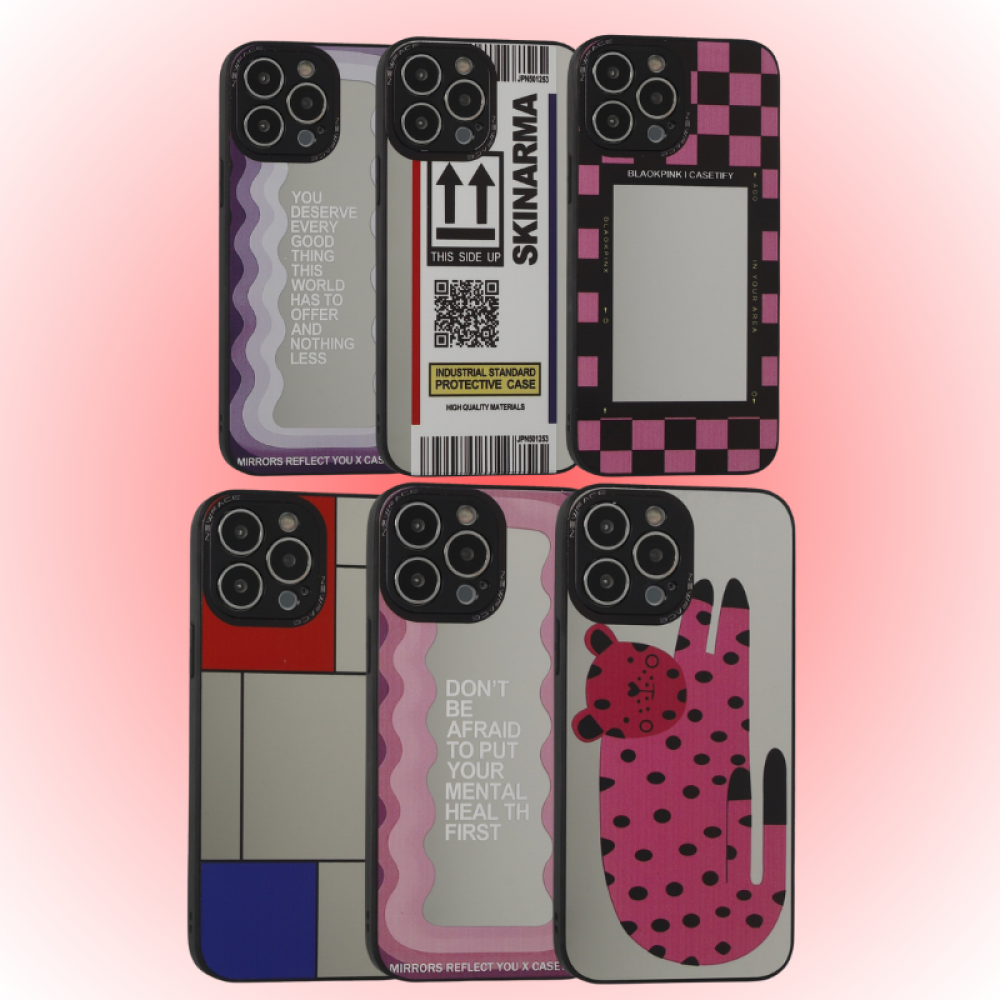 Apple iPhone 13 Pro Max Kılıf | Newface Mirror Serisi | Mirror-12 Dijital Kolaj Desenli Parlak Kapak | MobixMood