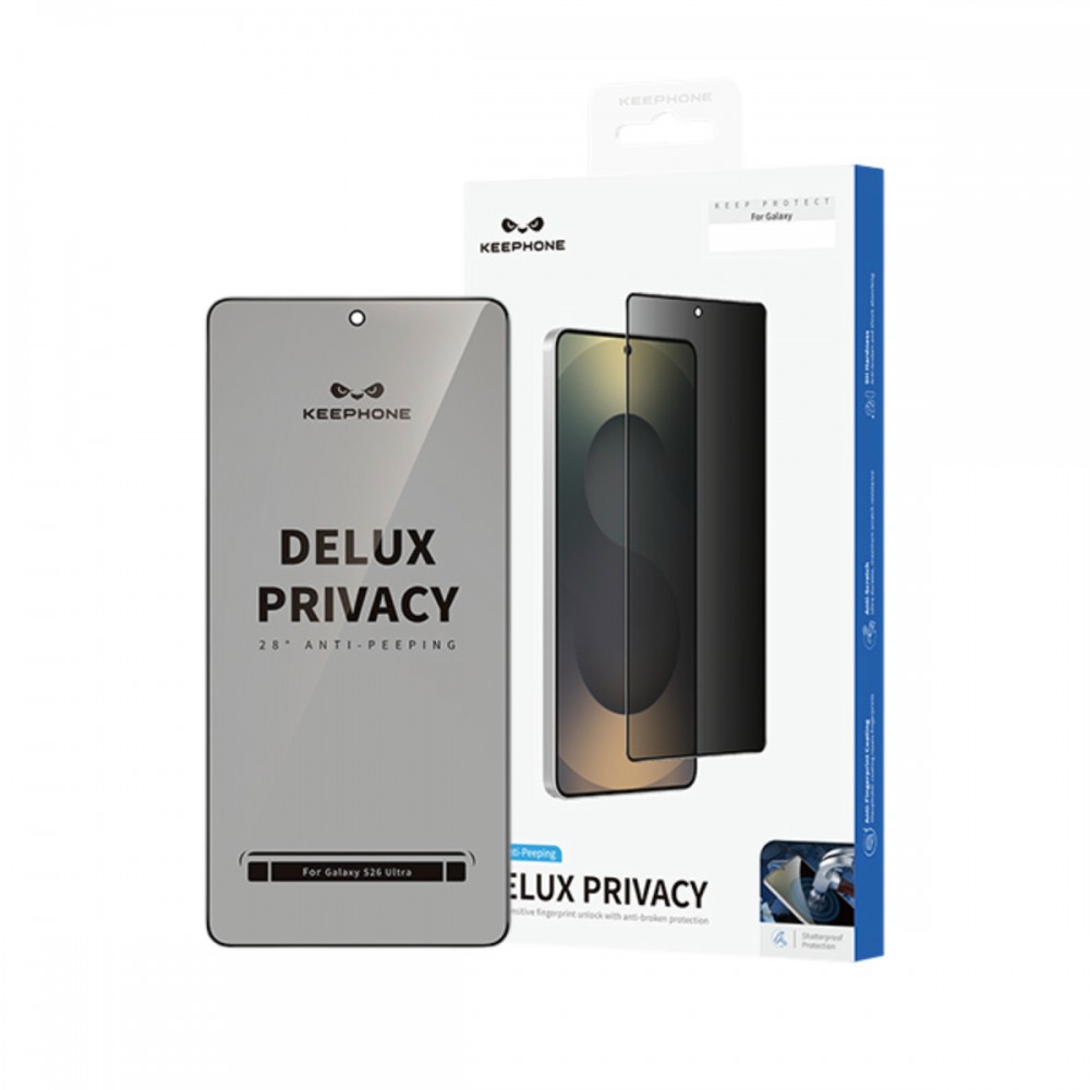 Samsung Galaxy S26 Ekran Koruyucu | Keephone Delux Privacy Serisi | 28 Derece Gizlilik Filtreli 9H Hayalet Cam | MobixMood