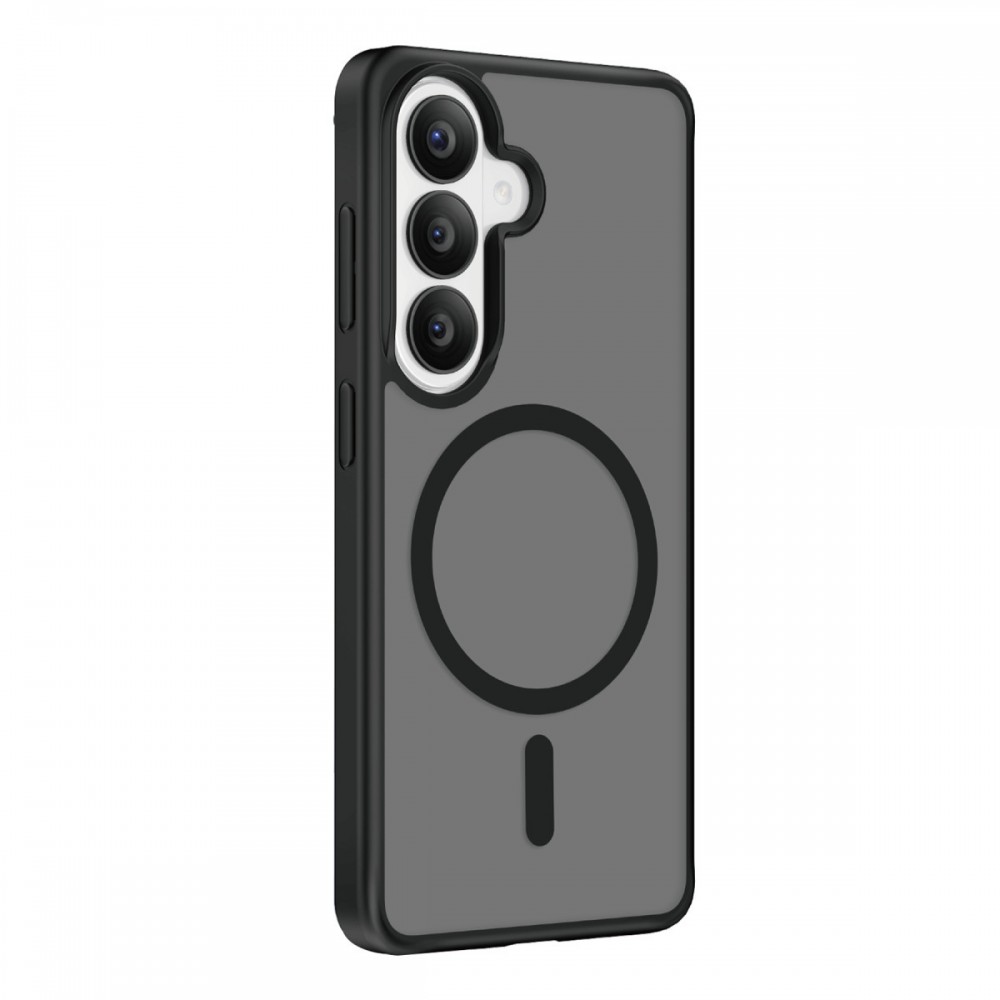 Samsung Galaxy S26 Keephone Mago Pro Magsafe kılıf mat siyah askeri sınıf düşme korumalı hibrit yapı manyetik şarj uyumlu metal butonlu telefon kılıfı