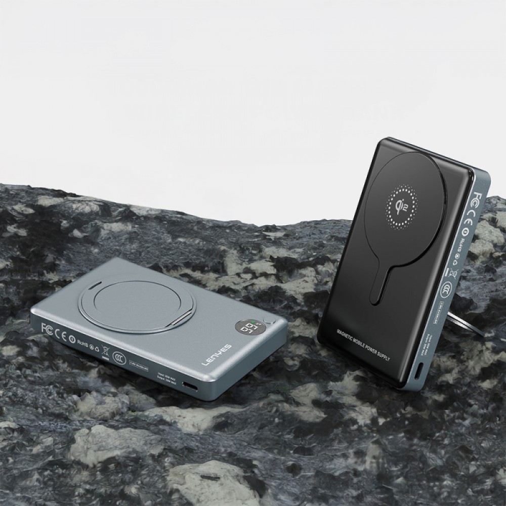 Lenyes PW1013D PD 30W Dijital LED Göstergeli Qi2 Teknolojili Standlı Kablosuz Şarj Özellikli Wireless Powerbank 15W 10000mAh