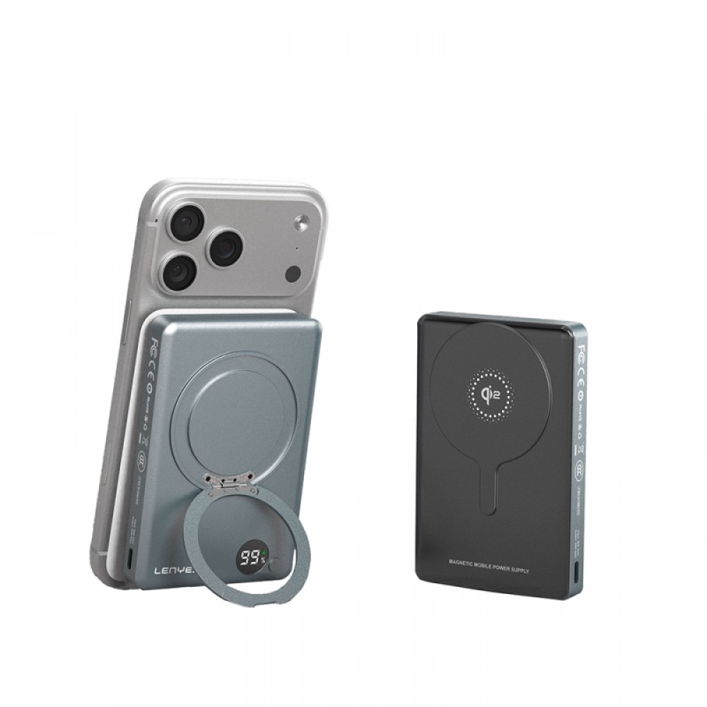 Lenyes PW1013D PD 30W Dijital LED Göstergeli Qi2 Teknolojili Standlı Kablosuz Şarj Özellikli Wireless Powerbank 15W 10000mAh