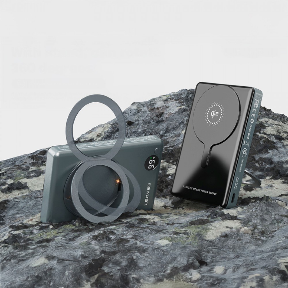 Lenyes PW1013D PD 30W Dijital LED Göstergeli Qi2 Teknolojili Standlı Kablosuz Şarj Özellikli Wireless Powerbank 15W 10000mAh