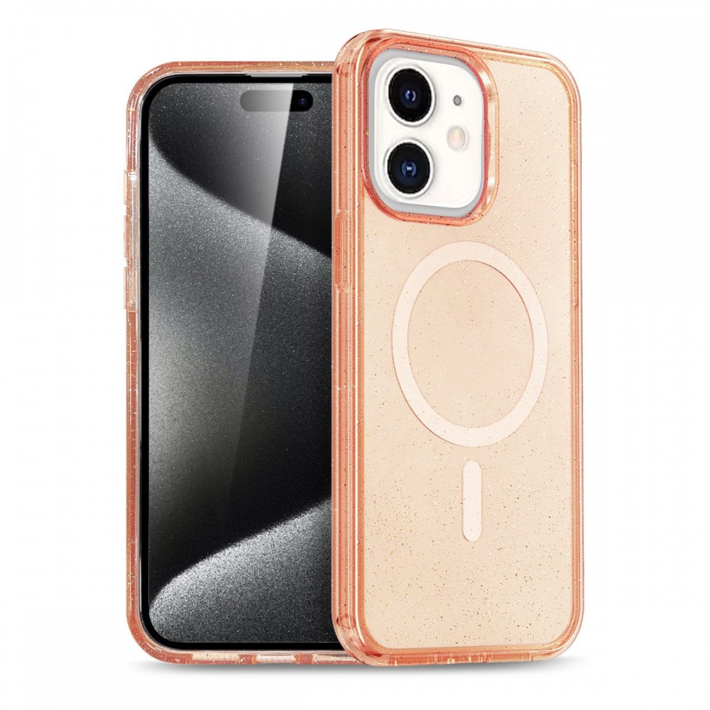 iPhone 12 ve 12 Pro Newface Star serisi kılıf MagSafe uyumlu simli parıltılı lüks koruyucu şık manyetik şarjlı telefon kılıfı