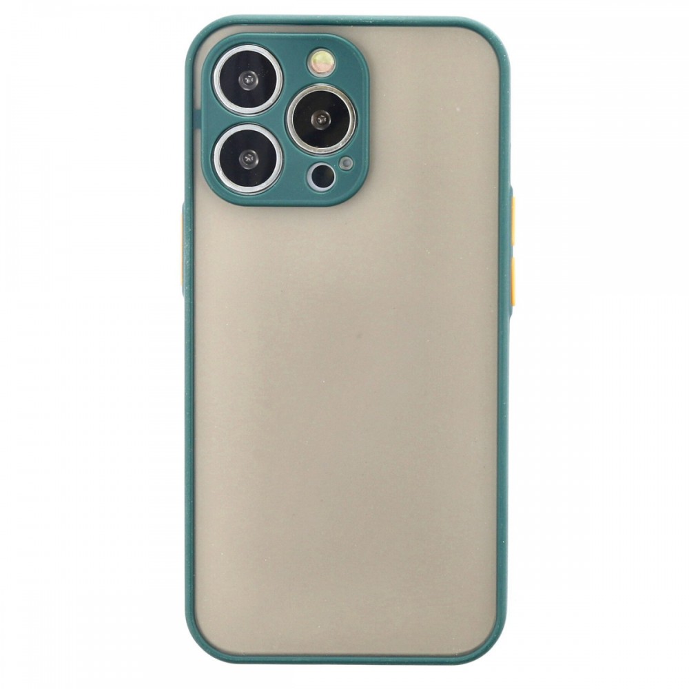 iPhone 13 Pro Newface Montreal serisi mat transparan buzlu arka yüzeyli yükseltilmiş kamera korumalı hibrit TPU PC darbe emici kılıf