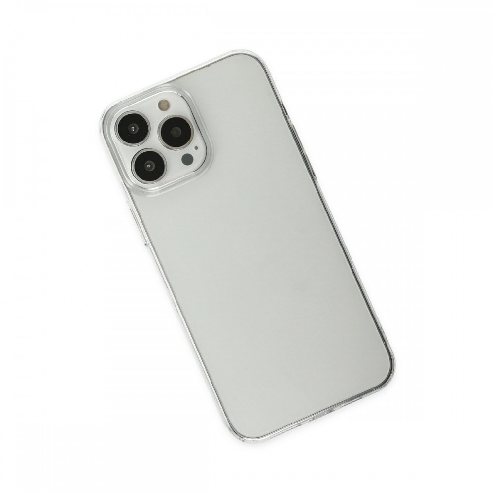 iPhone 13 Pro Max Newface PC sert şeffaf mor renkli darbe korumalı modern tasarımlı telefon kılıfı