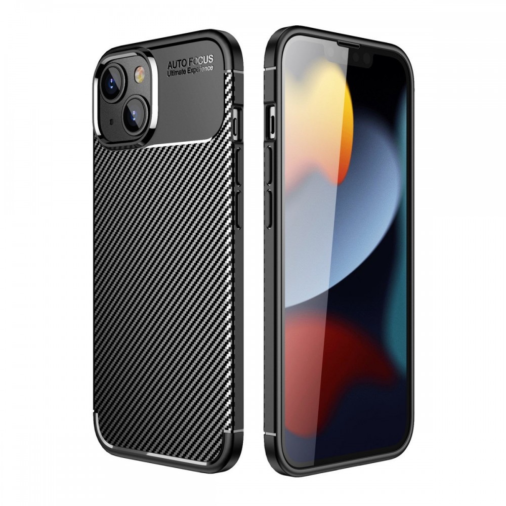 Apple iPhone 14 Plus Kılıf | Newface Auto Focus | Karbon Fiber Desenli Darbe Emici Mat Kapak | MobixMood