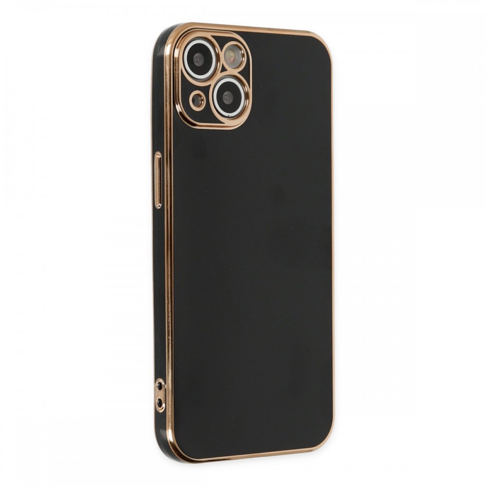 Apple iPhone 14 Plus Kılıf | Newface Volet Serisi | Gold Detaylı Parlak Yumuşak Silikon Kapak | MobixMood